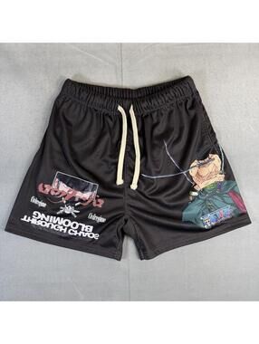 Civil Regime X One Piece Zoro Shorts Mens Medium Gray Mesh Graphic